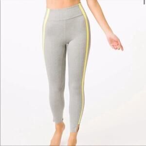 ZYIA Active Neon Yellow Gray Tape 7/8 Athletic Leggings Size 8-10